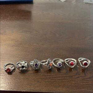 Elegant Silver and Gemstone Ring Set